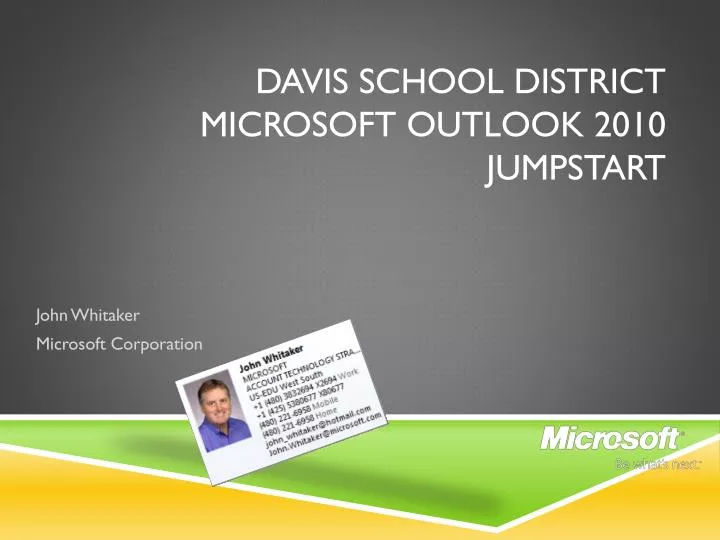 davis school district microsoft outlook 2010 jumpstart