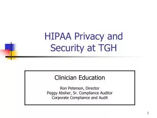 HIPAA Privacy and Security at TGH