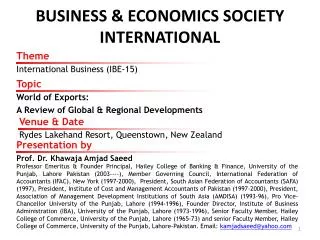BUSINESS &amp; ECONOMICS SOCIETY INTERNATIONAL