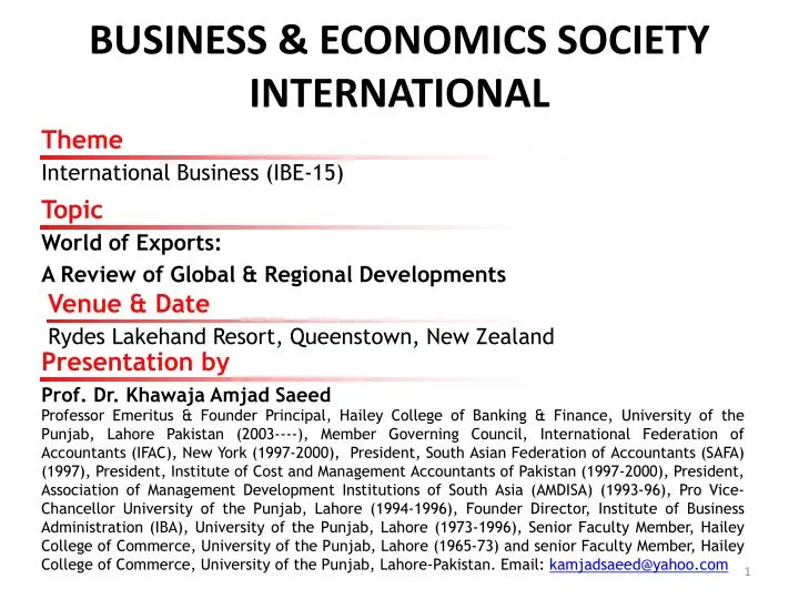 business economics society international