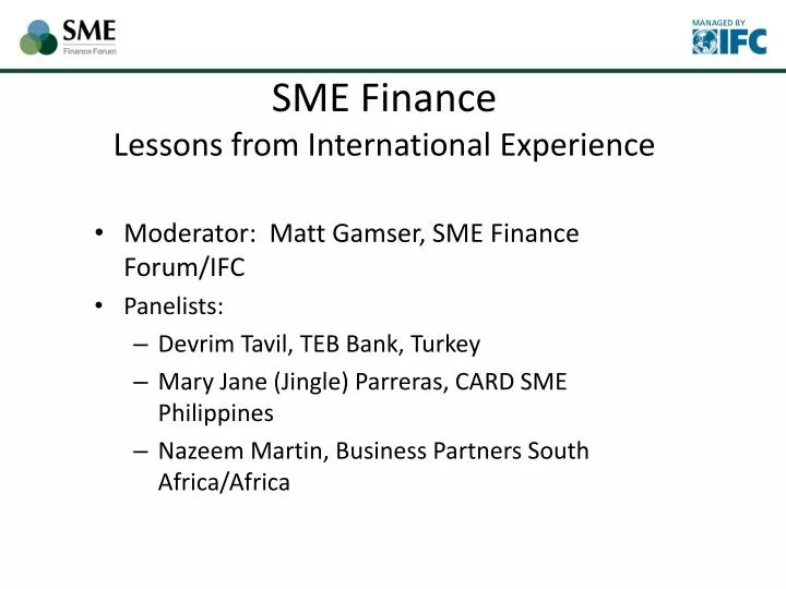 sme finance lessons from international experience