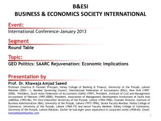 B&amp;ESI BUSINESS &amp; ECONOMICS SOCIETY INTERNATIONAL