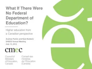 Higher education from a Canadian perspective