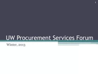 UW Procurement Services Forum