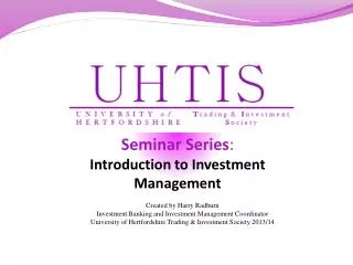 Seminar Series : Introduction to Investment Management