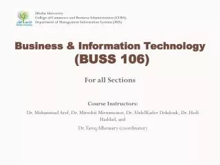 Business &amp; Information Technology (BUSS 106)