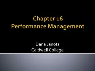 Chapter 16 Performance Management