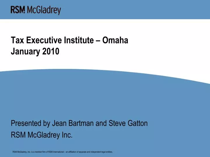 tax executive institute omaha january 2010