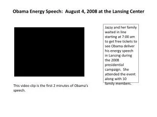 Obama Energy Speech: August 4, 2008 at the Lansing Center