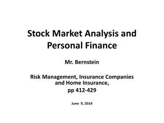 Stock Market Analysis and Personal Finance