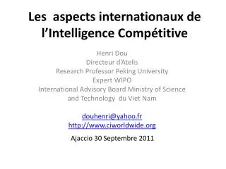 les aspects internationaux de l intelligence comp titive