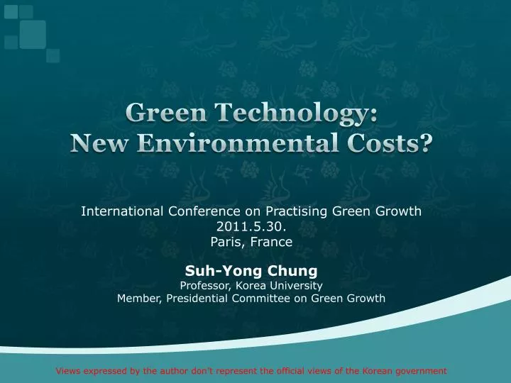 green technology new environmental costs