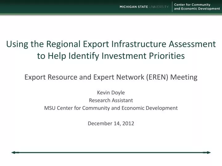 using the regional export infrastructure assessment to help identify investment priorities