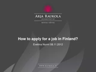 How to apply for a job in Finland?