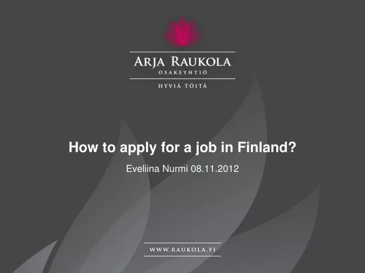 how to apply for a job in finland
