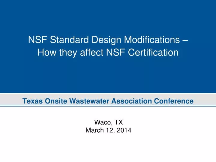 nsf standard design modifications how they affect nsf certification