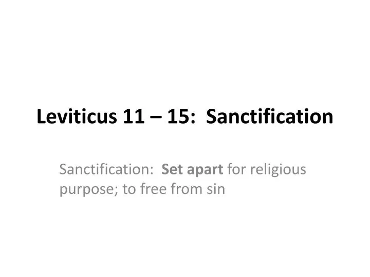leviticus 11 15 sanctification
