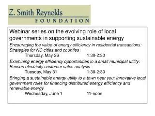Webinar series on the evolving role of local governments in supporting sustainable energy