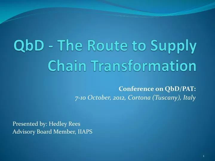 qbd the route to supply chain transformation