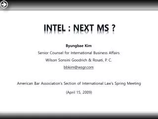 Intel : Next MS ?