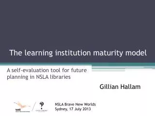 The learning institution maturity model