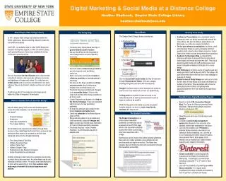 Digital Marketing &amp; Social Media at a Distance College Heather Shalhoub, Empire State College Library h eather.s