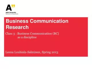 Business Communication Research