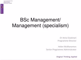 BSc Management/ Management (specialism)