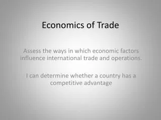 Economics of Trade