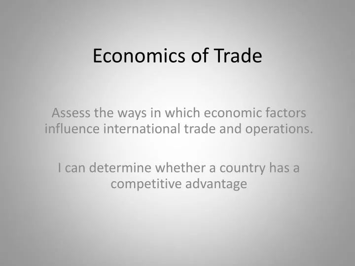 economics of trade