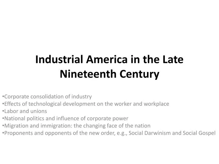 industrial america in the late nineteenth century