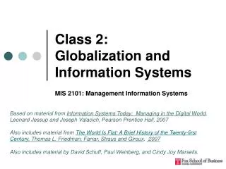 Class 2: Globalization and Information Systems