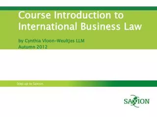 Course Introduction to International Business L aw
