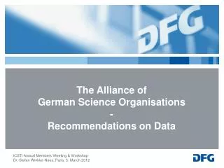 The Alliance of German Science Organisations - Recommendations on Data