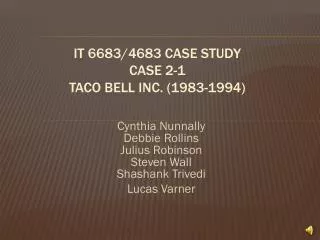 IT 6683/4683 Case Study Case 2-1 Taco Bell Inc. (1983-1994)