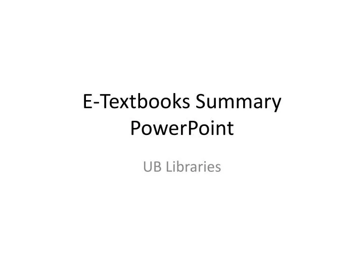 e textbooks summary powerpoint