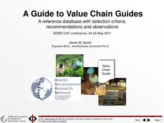 A Guide to Value Chain Guides A reference database with selection criteria, recommendations and observations