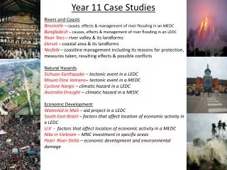 Year 11 Case Studies