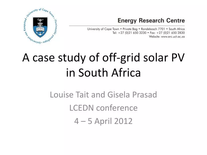 a case study of off grid solar pv in south africa