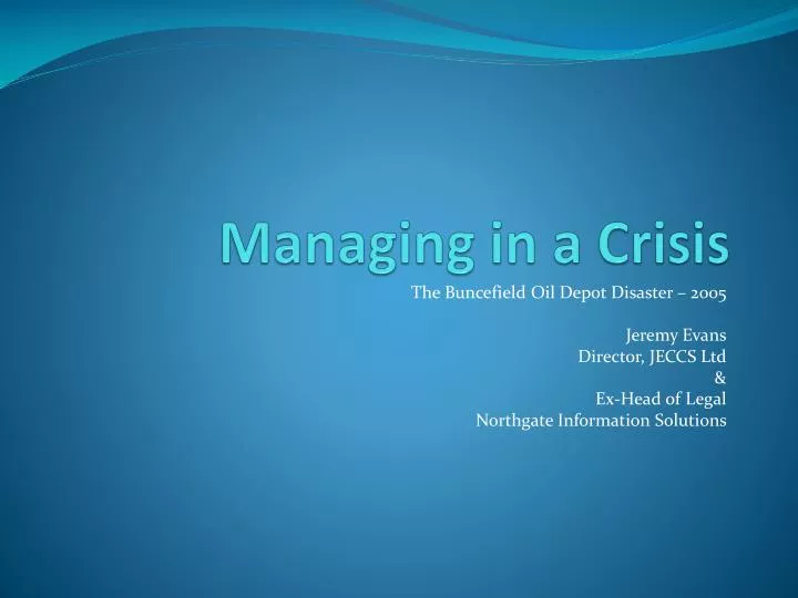 managing in a crisis