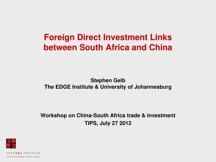 foreign direct investment links between south africa and china