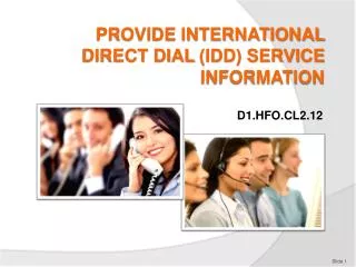 PROVIDE INTERNATIONAL DIRECT DIAL (IDD) SERVICE INFORMATION