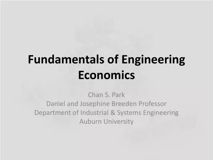 fundamentals of engineering economics
