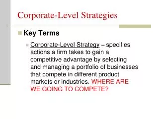 Corporate-Level Strategies