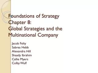 Foundations of Strategy Chapter 8: Global Strategies and the Multinational Company