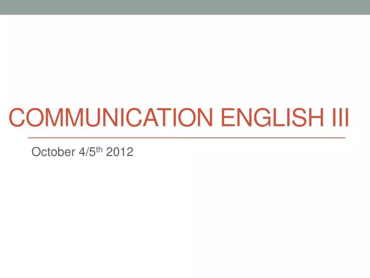 communication english iii