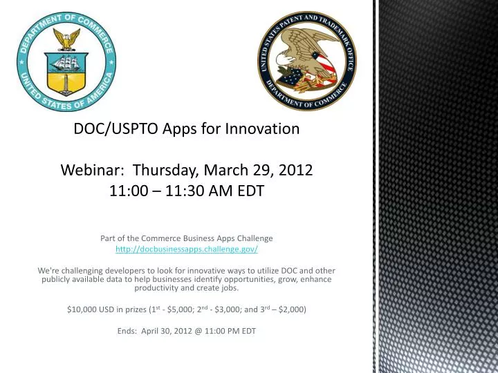 doc uspto apps for innovation webinar thursday march 29 2012 11 00 11 30 am edt