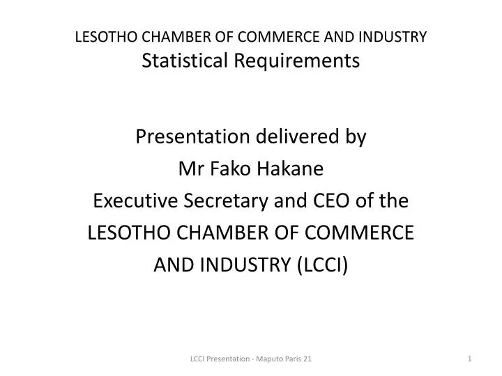 lesotho chamber of commerce and industry statistical requirements