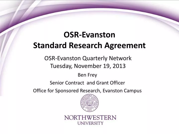osr evanston standard research agreement