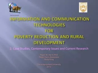 Information and Communication Technologies for Poverty Reduction and Rural Development